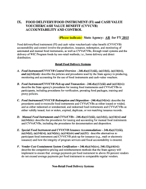 Arkansas WIC Food Delivery Accountability Form