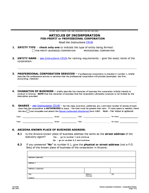 Arizona Articles of Incorporation