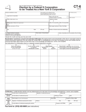 New York S Corporation Election Form CT-6