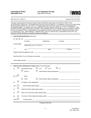 US DOL Nonimmigrant Worker Violation Report Form