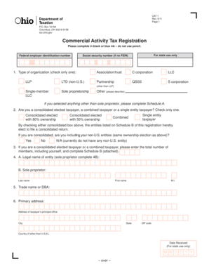 Ohio Commercial Activity Tax Registration Form