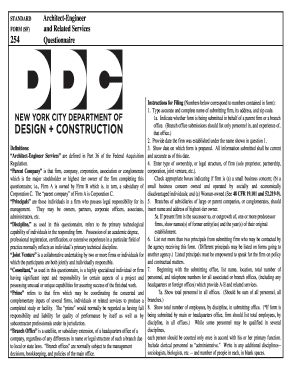 Standard Form 254 Architect-Engineer Questionnaire