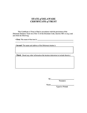 Delaware Certificate of Statutory Trust