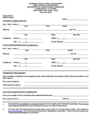 New York Attorney Complaint Form