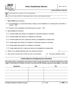IRS Form 8832 Entity Classification Election