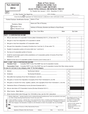 NJ-1041SB Gross Income Tax Fiduciary Return