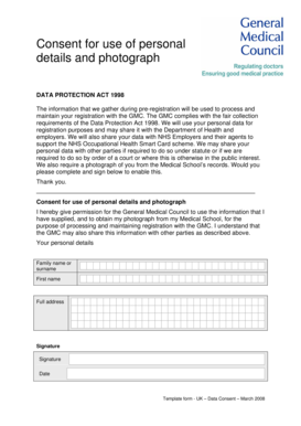 UK GMC Data Consent Form