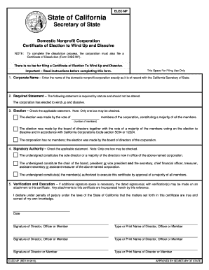California Nonprofit Dissolution Forms