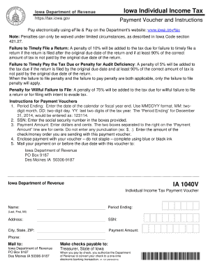 Iowa Individual Income Tax Payment Voucher