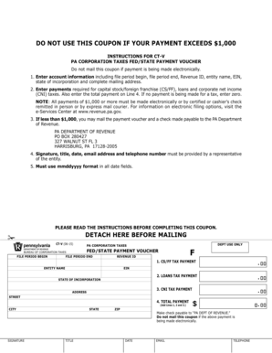 PA Corporation Taxes Payment Voucher