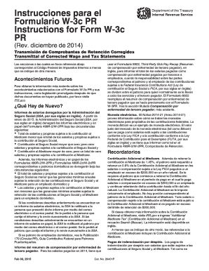 Instrucciones para Formulario W-3c PR