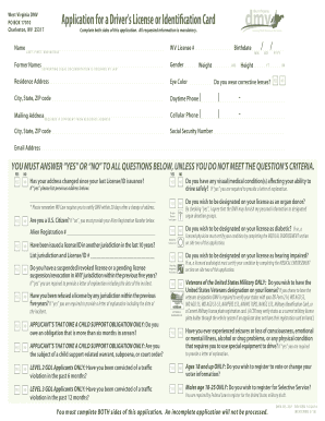 West Virginia Driver's License Application