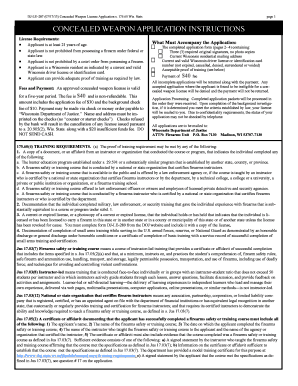 Wisconsin Concealed Weapon License Application