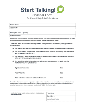Consent Form for Prescribing Opioids to Minors