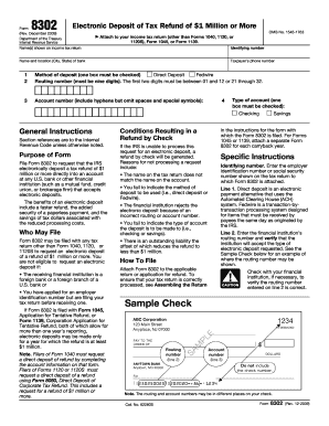 IRS Form 8302 Electronic Deposit Request