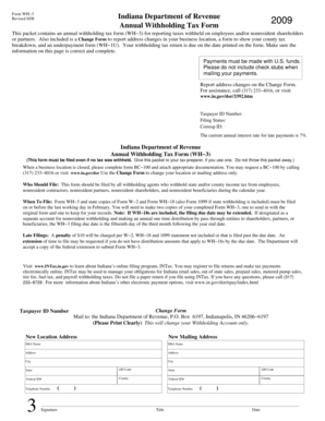Indiana Annual Withholding Tax Form WH-3