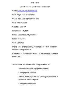 W-9 Form Electronic Submission