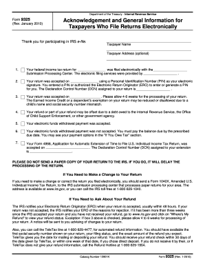 IRS Form 9325 Acknowledgement and General Information
