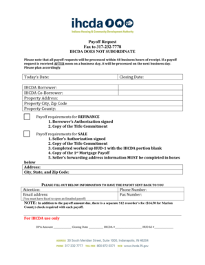 IHCDA Payoff Request Form