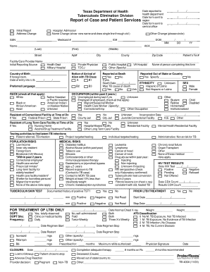 Texas Tuberculosis Case Report Form