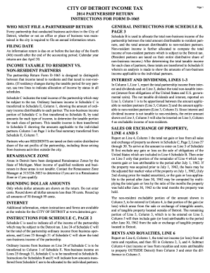 City of Detroit Partnership Income Tax Return