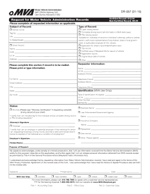 Maryland Motor Vehicle Records Request Form