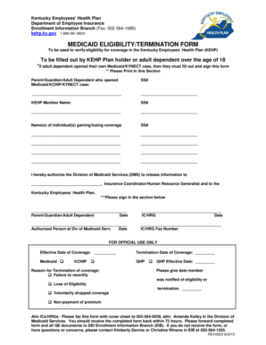 Kentucky Medicaid Eligibility Termination Form