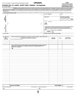 California Bill of Lading Short Form