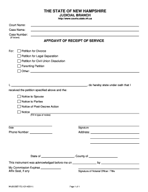 Affidavit of Receipt of Service