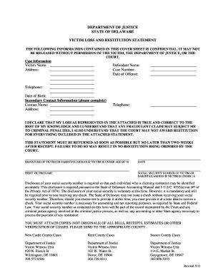 Victim Loss and Restitution Statement
