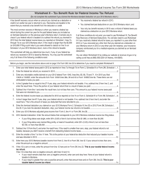 Montana Individual Income Tax Form 2M Worksheets