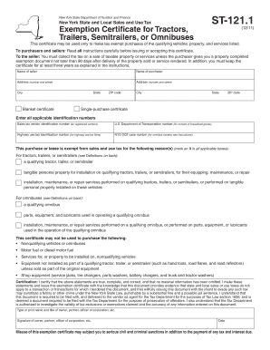 New York State Sales Tax Exemption Certificate for Vehicles