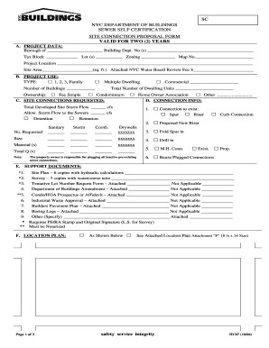 NYC Sewer Self Certification Site Connection Proposal Form