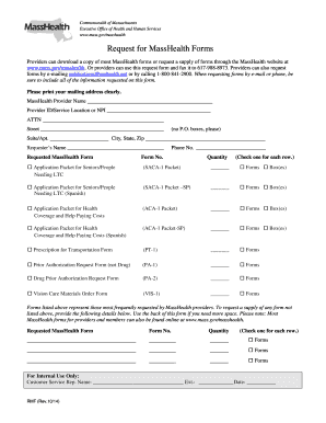 MassHealth Provider Form Request