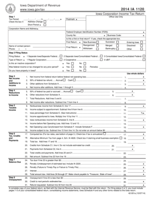Iowa Corporation Income Tax Return