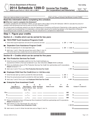 2014, Schedule 1299-D - Income Tax Credits - Illinois Department of ... - tax illinois