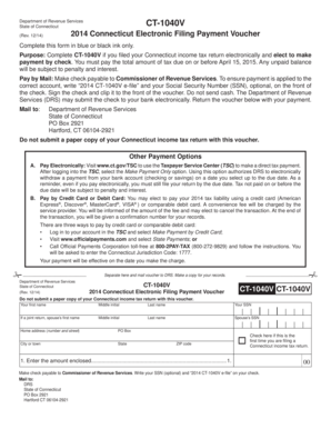 2014 Connecticut Electronic Filing Payment Voucher