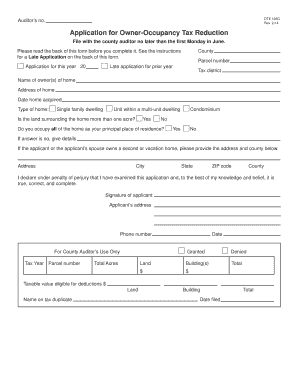 Application for Owner-Occupancy Tax Reduction