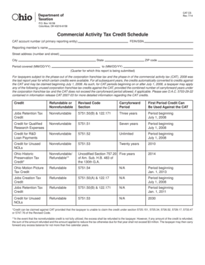 Ohio Commercial Activity Tax Credit Schedule