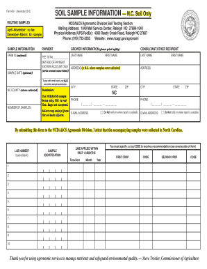 Soil Sample Information Form AD-1