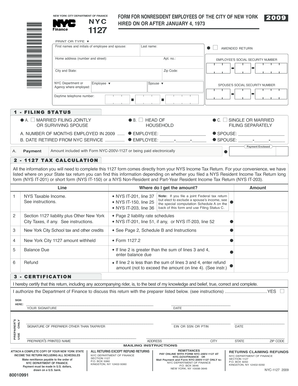 NYC Form 1127 for Nonresident Employees