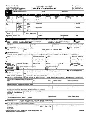 Standard Form 86 Questionnaire for National Security Positions
