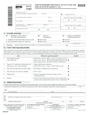 NYC Form 1127 for Nonresident Employees