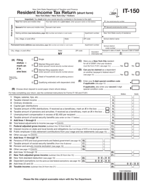 New York State Resident Income Tax Return Form IT-150