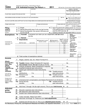 IRS Form 1040A 2011