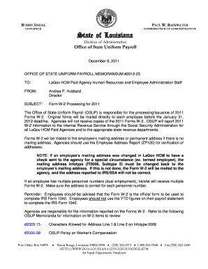 Form W-2 Processing for 2011