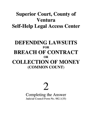 California Answer Form for Breach of Contract