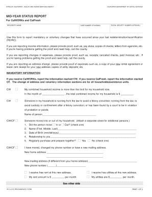 California Mid-Year Status Report for CalWORKs and CalFresh