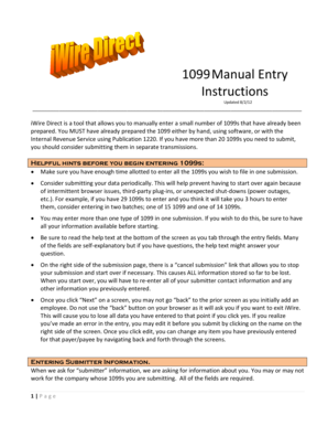 1099 Manual Entry Instructions