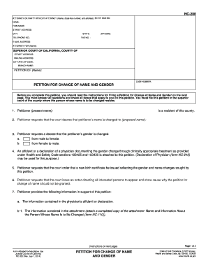 California Petition for Change of Name and Gender
